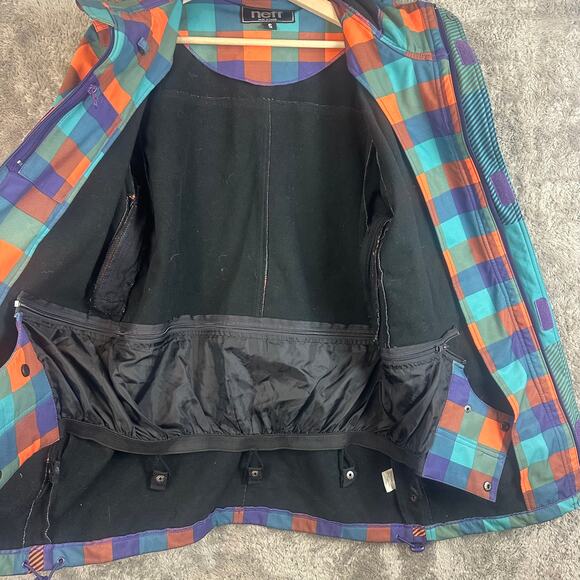 Neff Men's Rad Plaid Softshell Jacket S Orange Teal Purple Parka Snowboard Coat - Picture 5 of 16